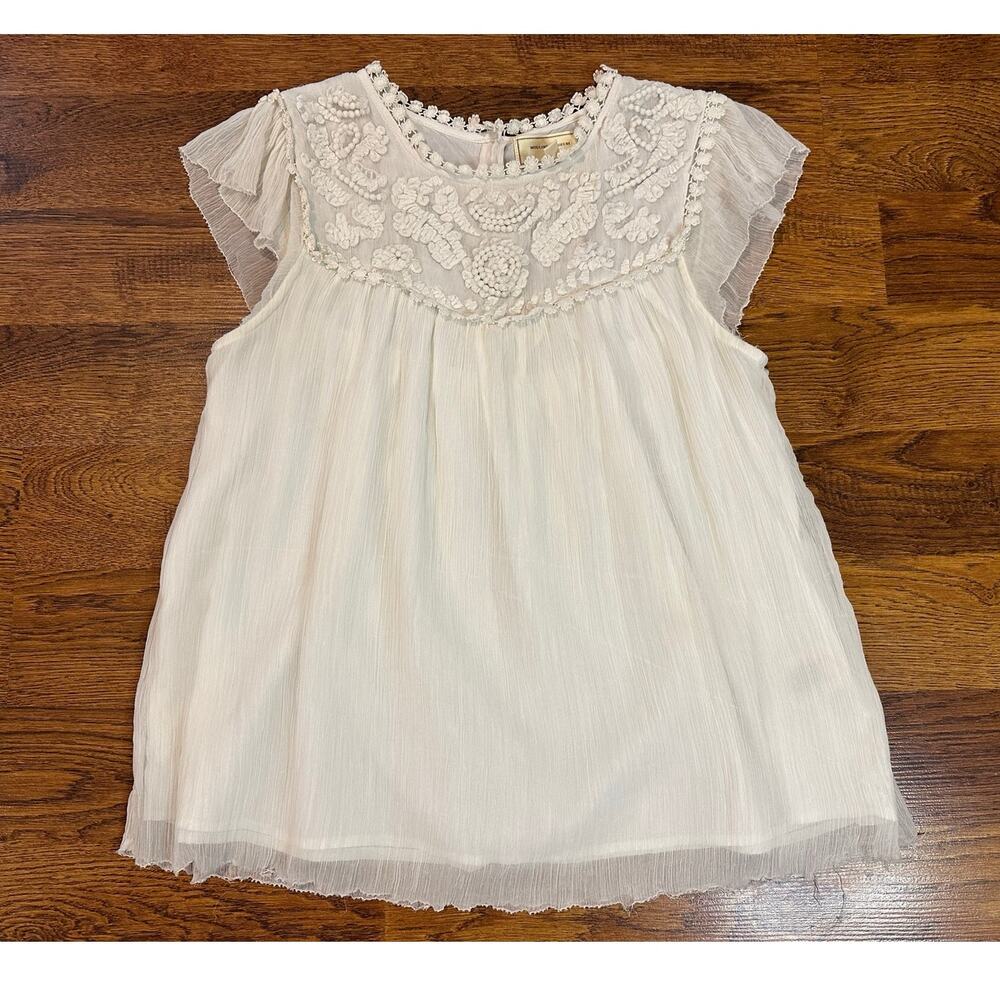 Moulinette Soeurs Lyra Blouse Women's Size 6 White Romantic Boho Cottage